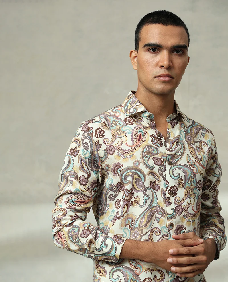 Multi Printed Cotton Men's Slim Fit Shirt | Men's Printed Slim Fit Shirts - Image 4