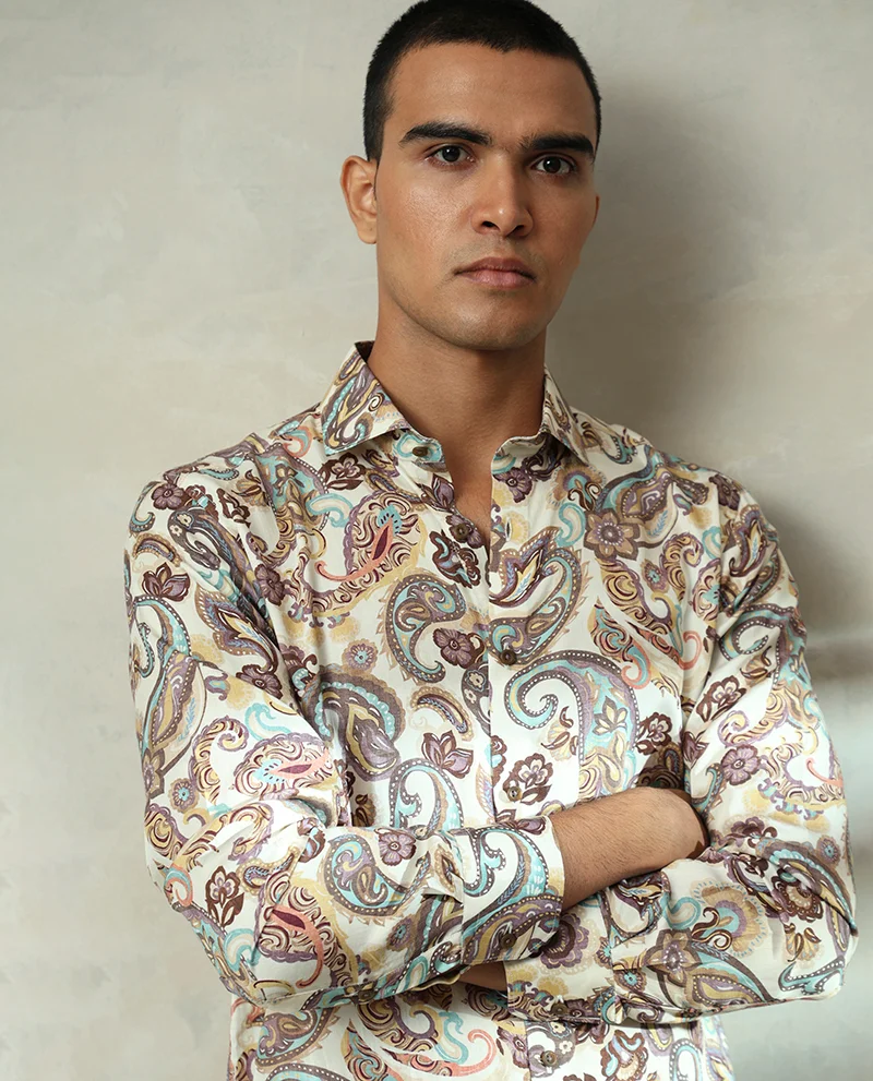 Multi Printed Cotton Men's Slim Fit Shirt | Men's Printed Slim Fit Shirts - Image 6