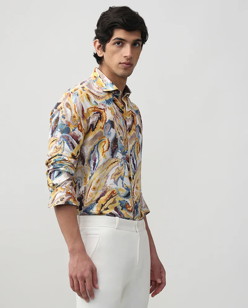 Multi Printed Cotton Men's Luxury Quality Slim Fit Shirt - Image 3