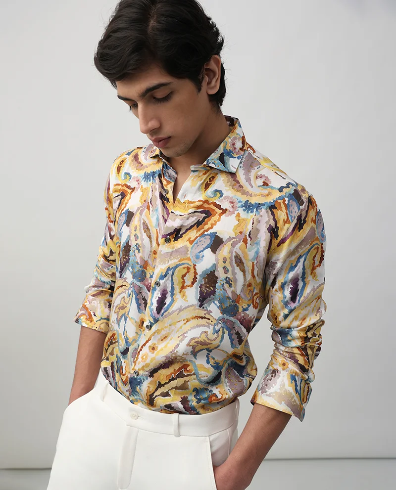 Multi Printed Cotton Men's Luxury Quality Slim Fit Shirt - Image 4
