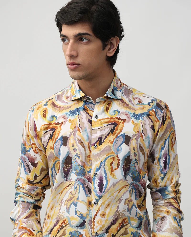 Multi Printed Cotton Men's Luxury Quality Slim Fit Shirt - Image 5