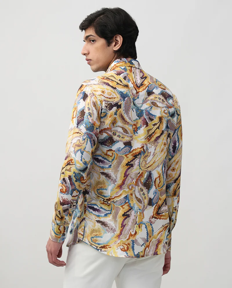 Multi Printed Cotton Men's Luxury Quality Slim Fit Shirt - Image 6