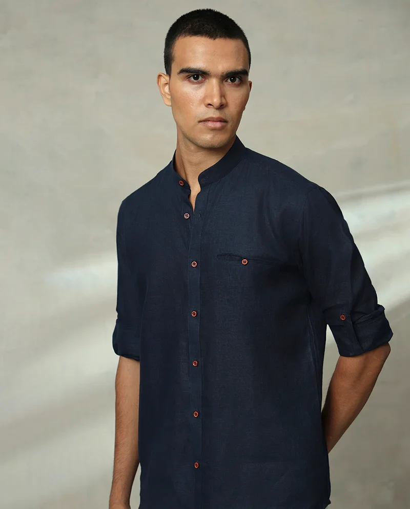 Linen Mandarin Collar Shirts