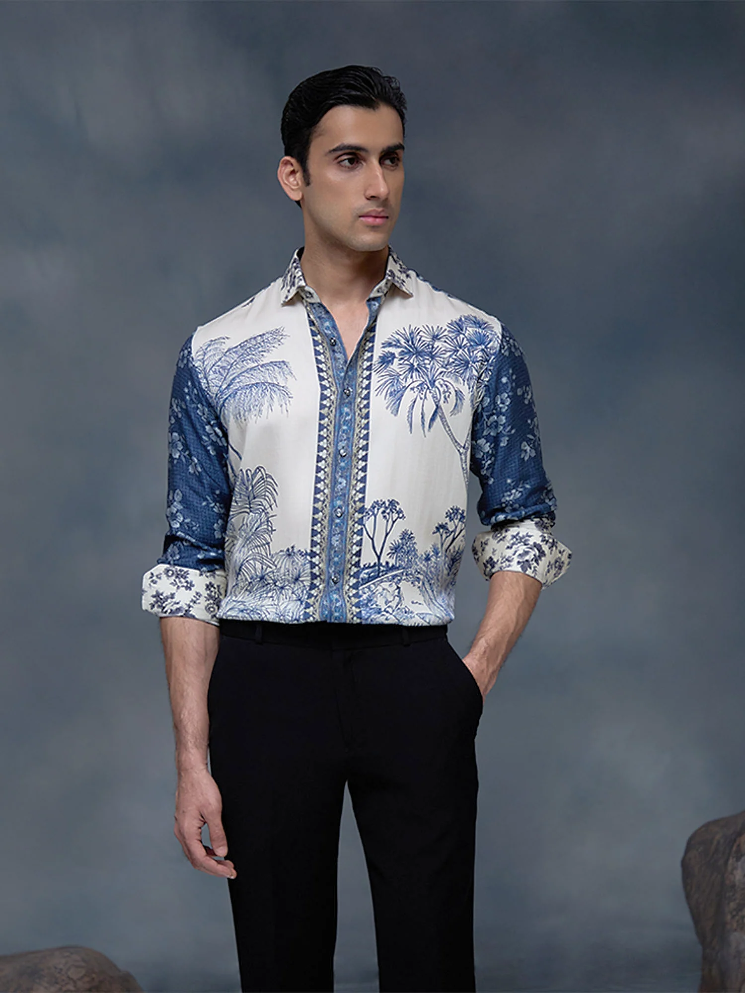 Off-White Floral Print Slim Fit Shirt - Image 4