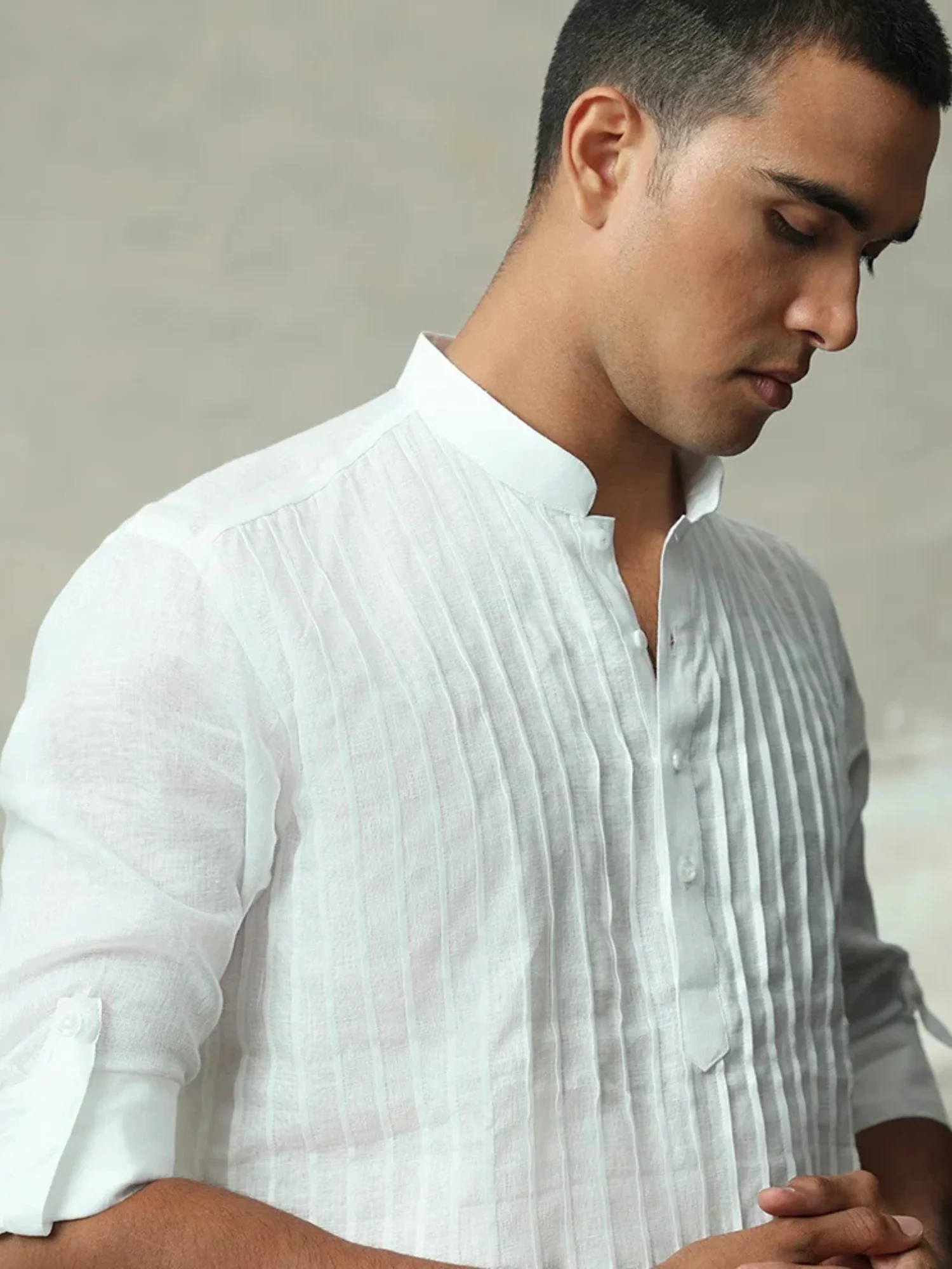 White Plain Linen Premium Quality Slim Fit Shirt For Men - Image 4