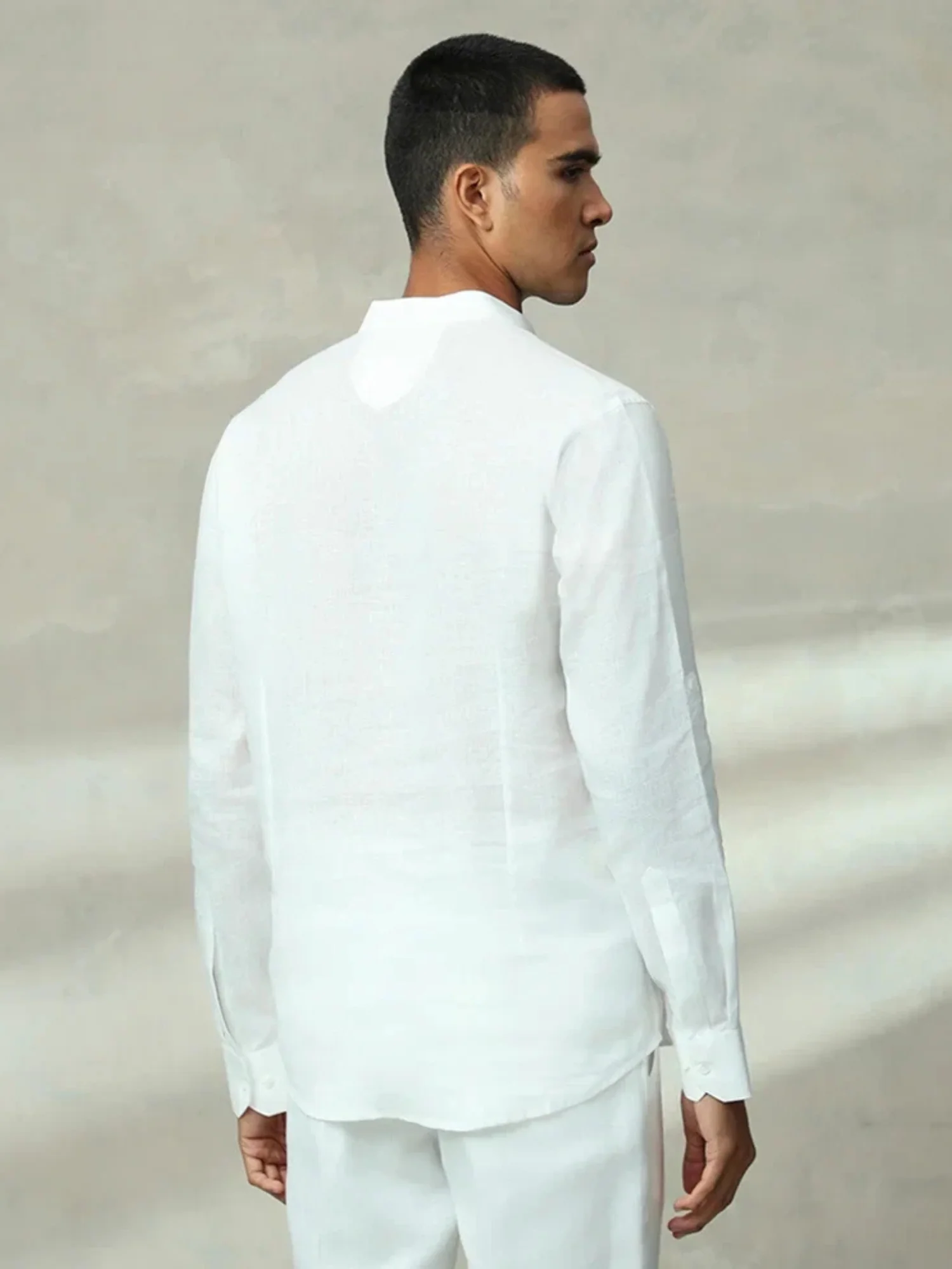 White Plain Linen Premium Quality Slim Fit Shirt For Men - Image 5